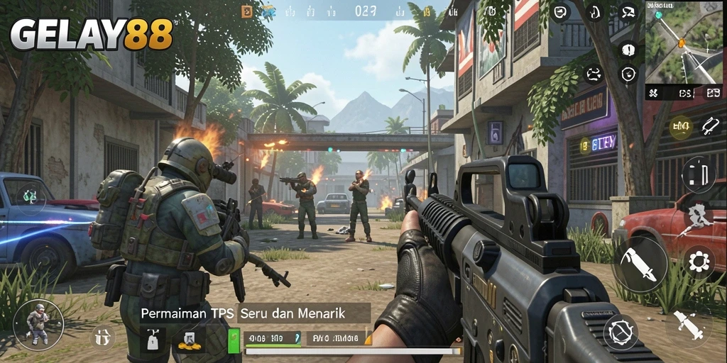Screenshot gameplay <strong>GELAY88</strong> menampilkan aksi menegangkan di medan perang.