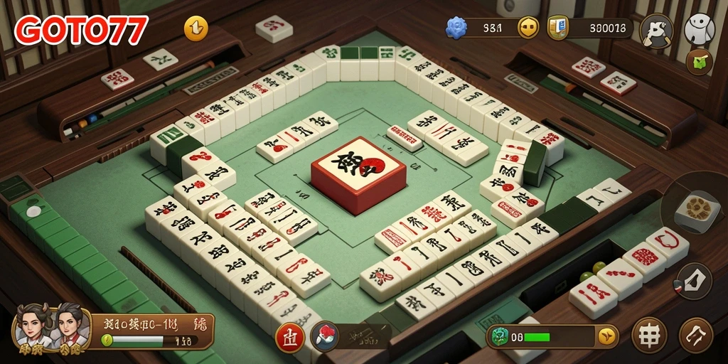 Screenshot GOTO77 menampilkan gameplay Mahjong yang seru dan mendebarkan.