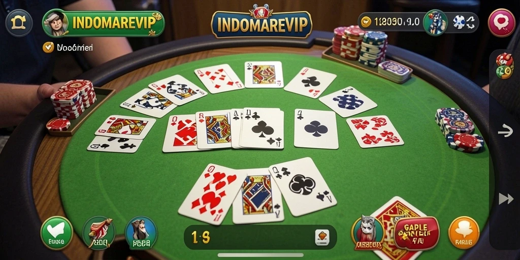 Tampilan gameplay Gaple yang seru dan interaktif di INDOMAREVIP.