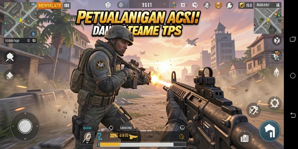 Tangkapan layar MENYALA78 menampilkan aksi tempur seru dalam gameplay TPS.