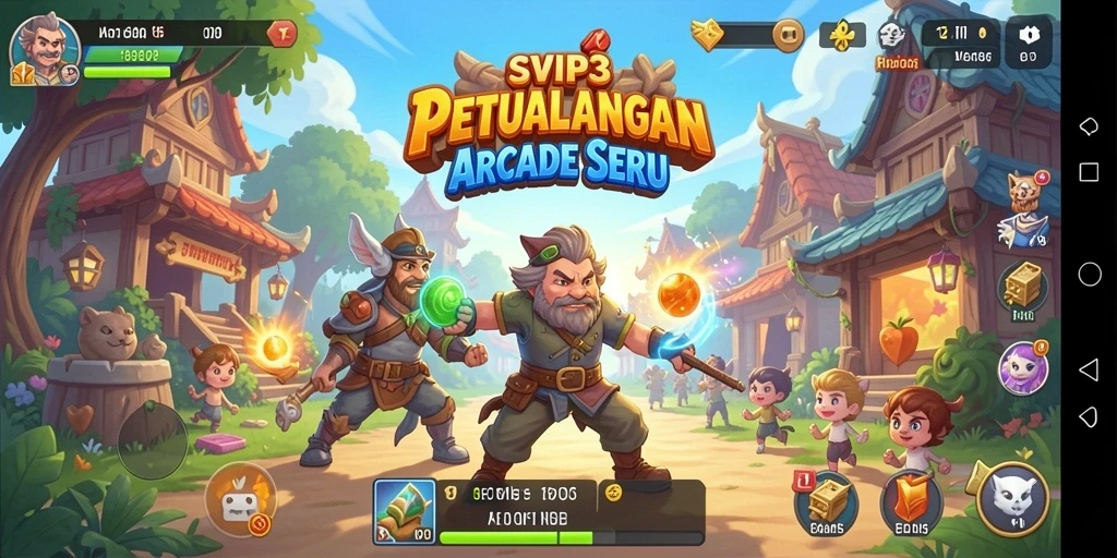 Screenshot menunjukkan serunya gameplay dan tantangan dalam game Arcade.