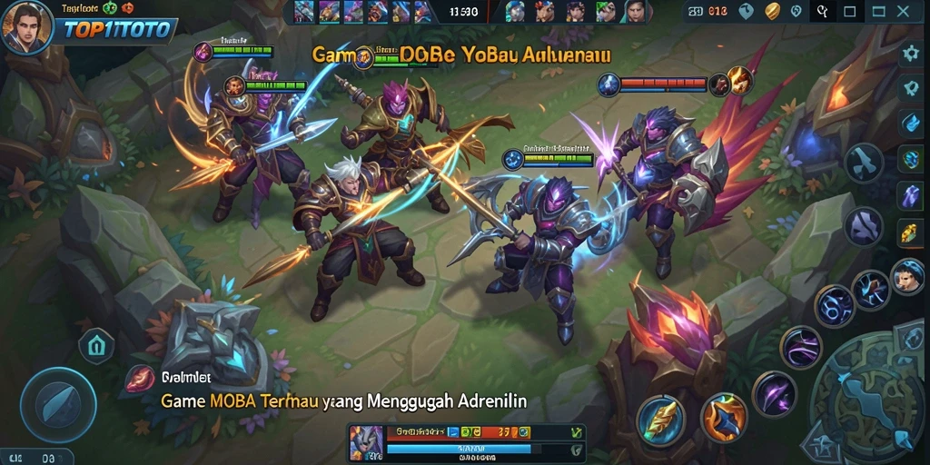 Tampilan aksi seru dalam gameplay MOBA TOP1TOTO.